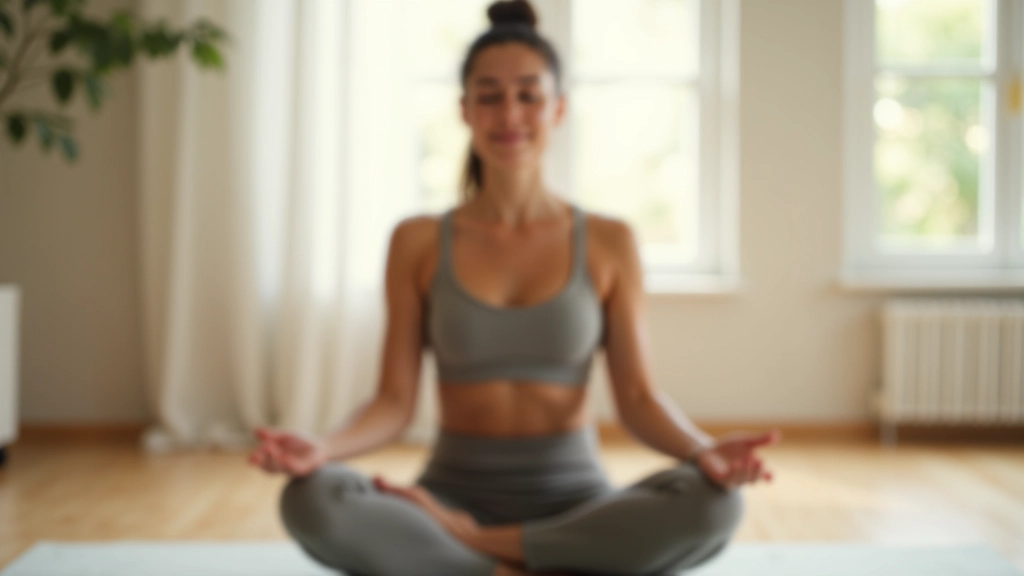 Mulher em posição de meditação em ambiente sereno com luz natural